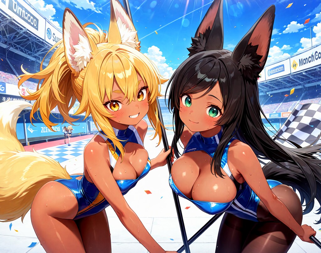 レースクイーン金狐と黒狐さん