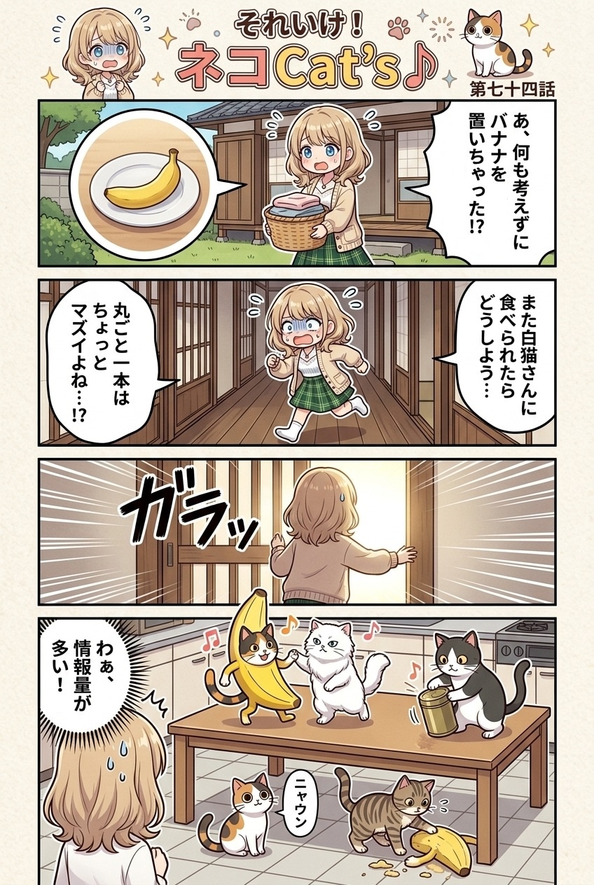 【74話】それいけ！ネコCat's♪(４コマ漫画) | の人気AIイラスト・グラビア