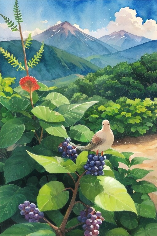 Dove and mountain grape