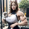 猫耳マッスル美人と猫 2枚目
