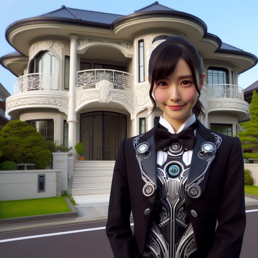 近未来風イメージのお屋敷と執事ちゃん