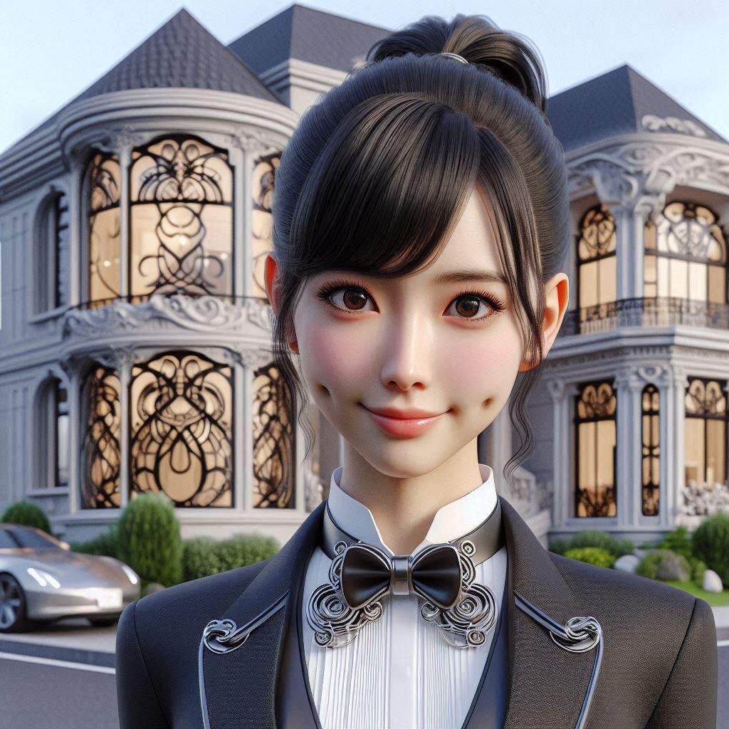 近未来風イメージのお屋敷と執事ちゃん