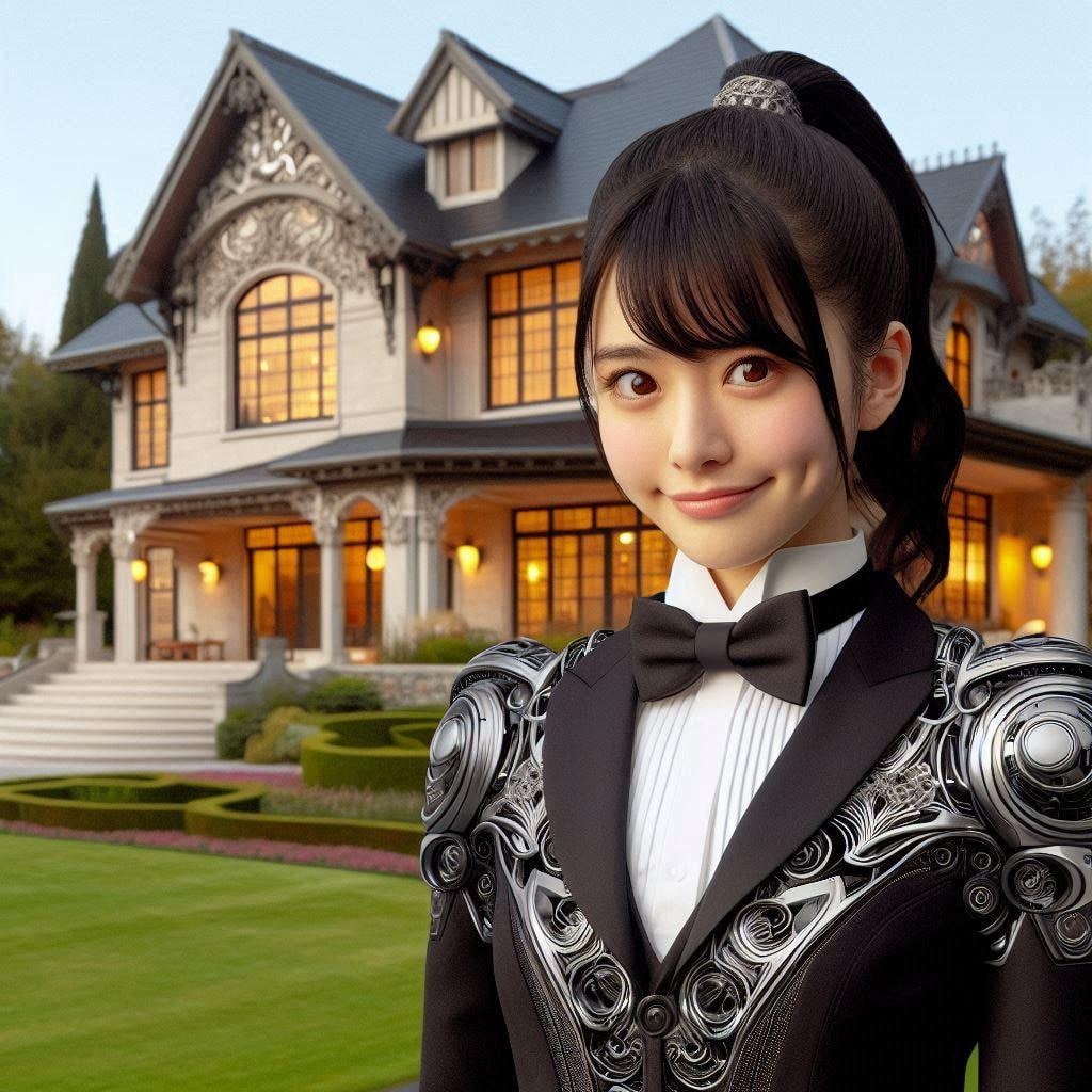 近未来風イメージのお屋敷と執事ちゃん