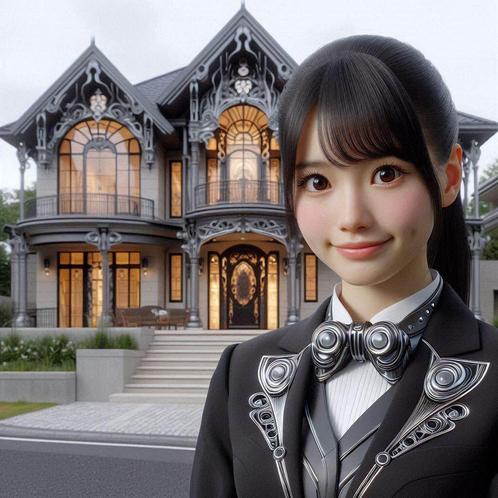 近未来風イメージのお屋敷と執事ちゃん
