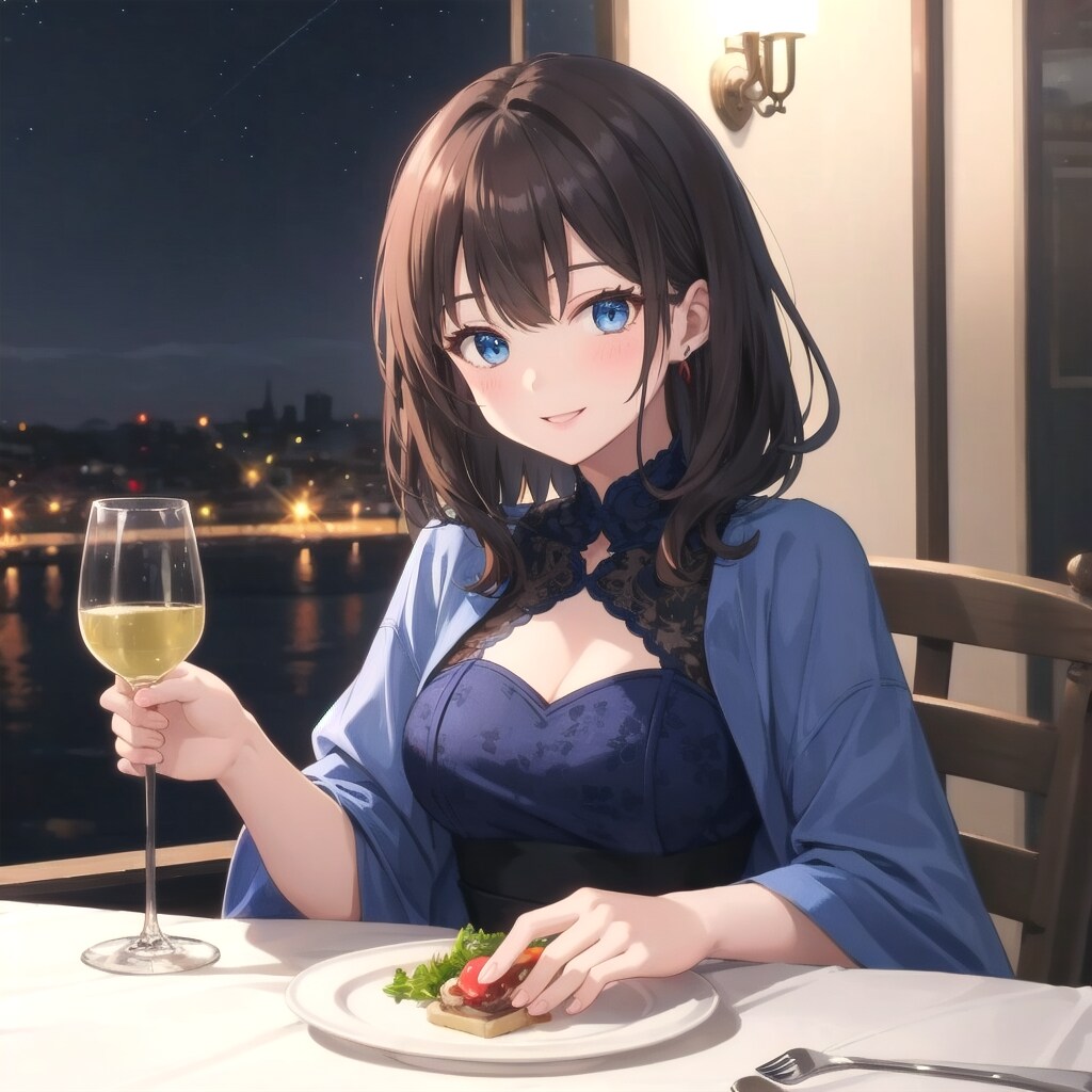 今夜は夜景と共に豪華なディナーです | の人気AIイラスト・グラビア