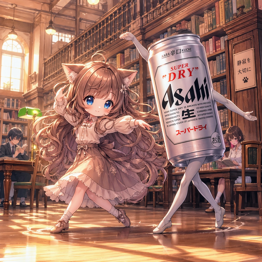 図書館で静かに踊る小さな女の子