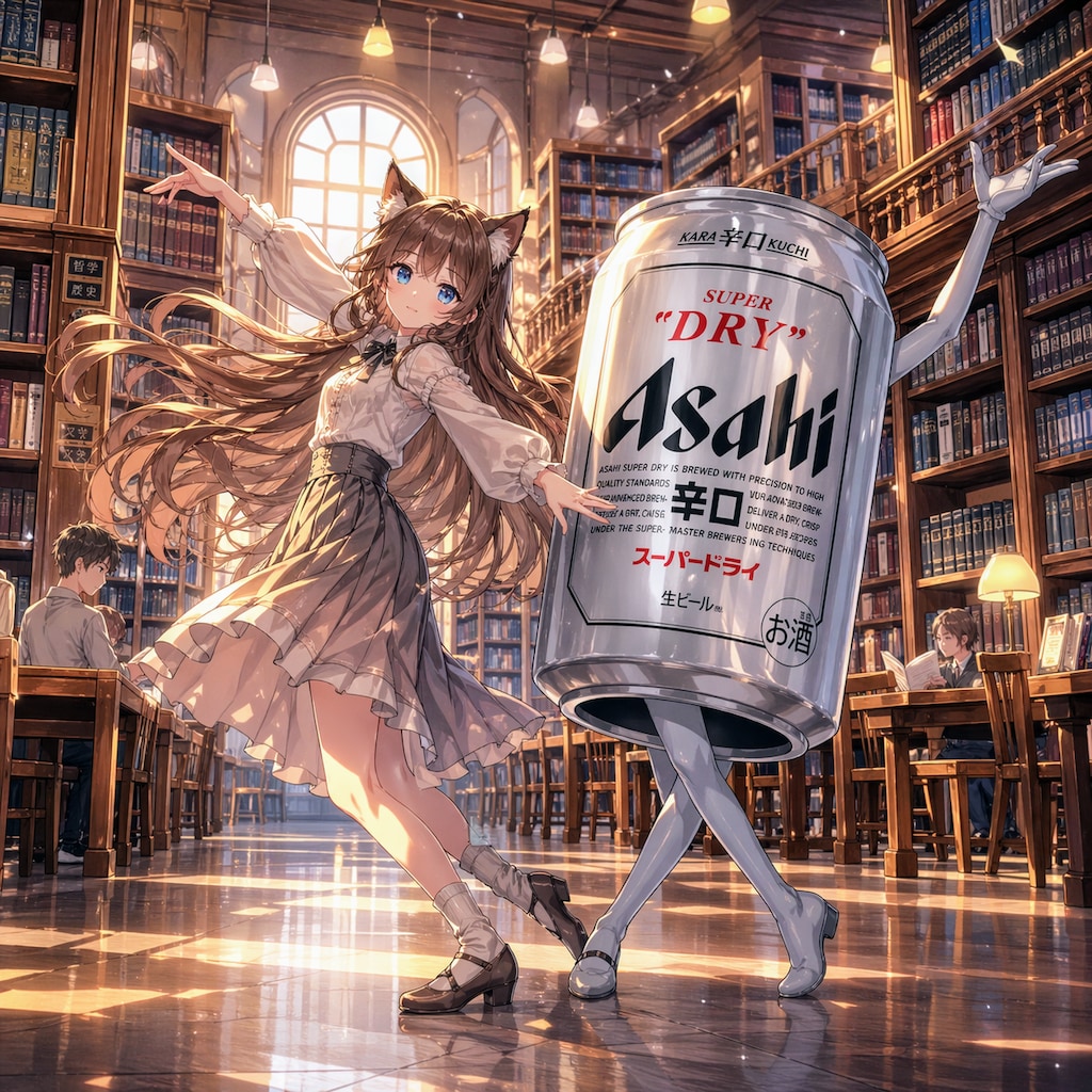 図書館で静かに踊る小さな女の子