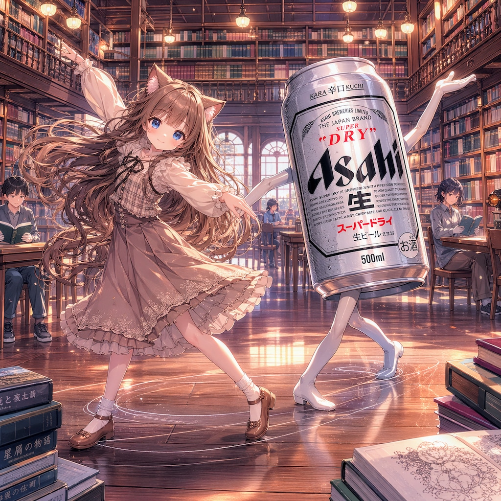 図書館で静かに踊る小さな女の子