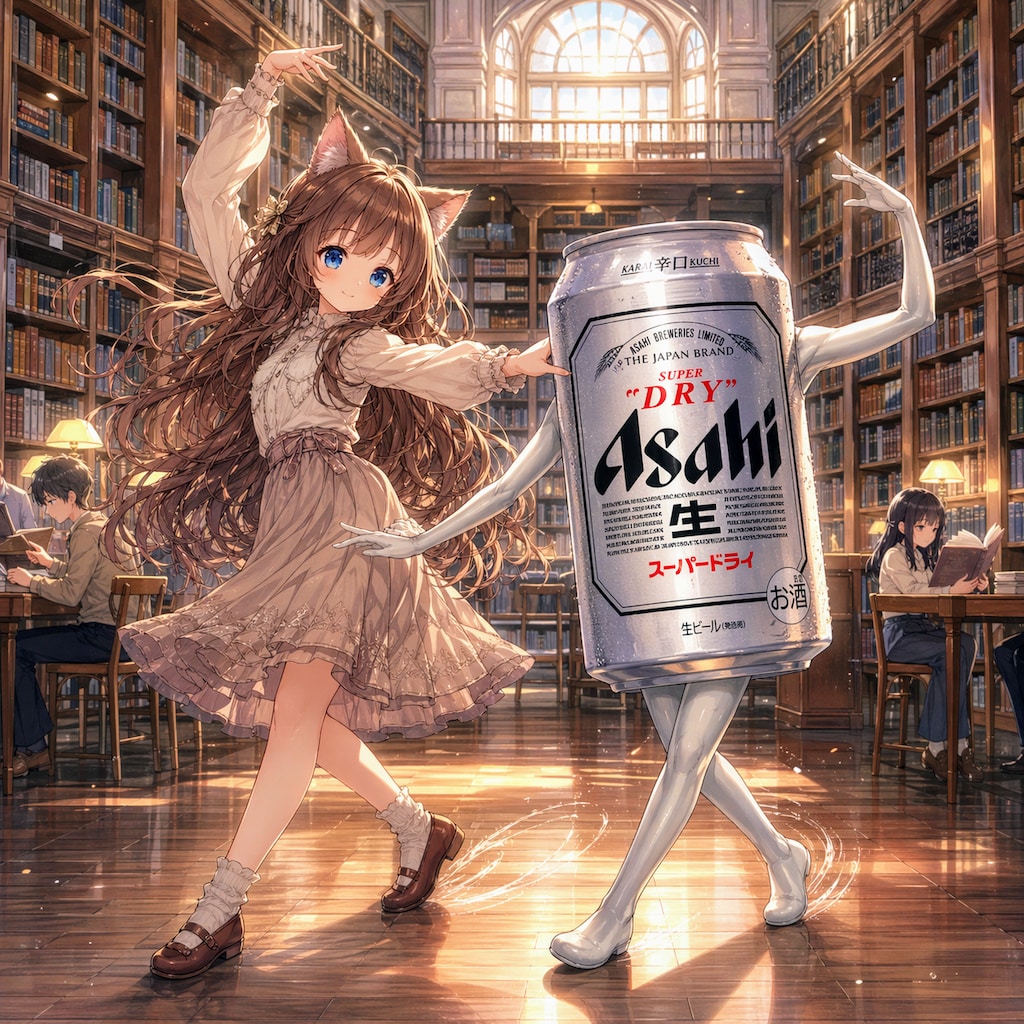 図書館で静かに踊る小さな女の子