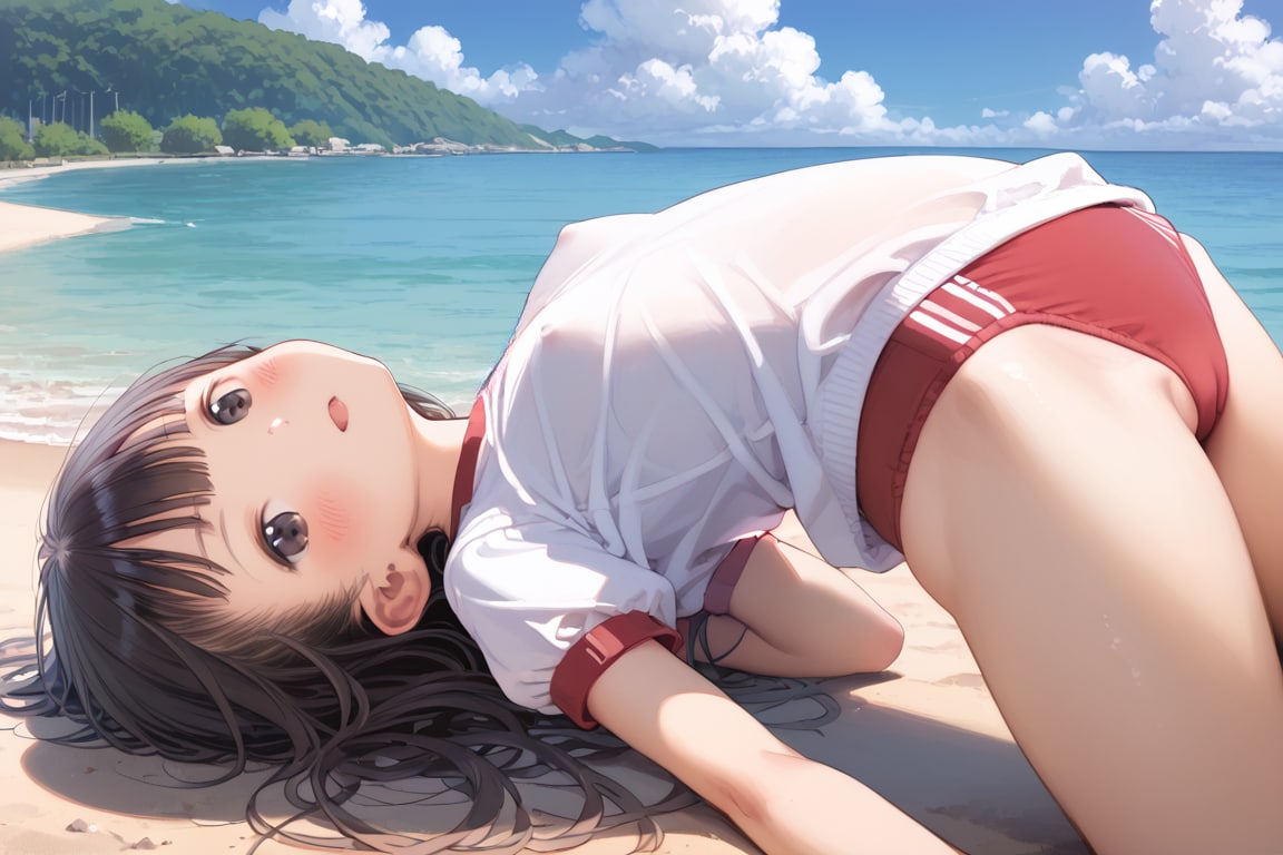 【サンプル】〇リJ〇ちゃんたちが体操服ブルマ姿でのけぞり（6枚）