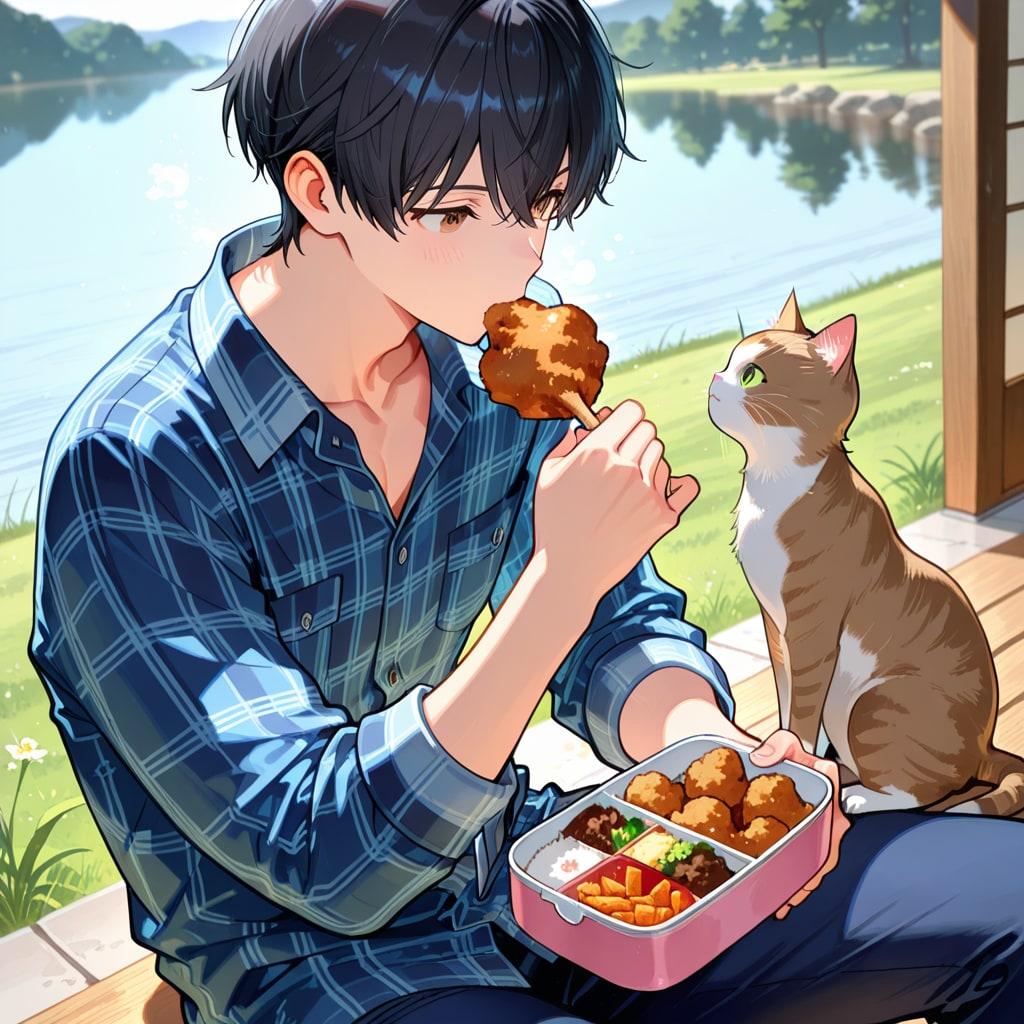 なっちゃんの河原ランチタイム