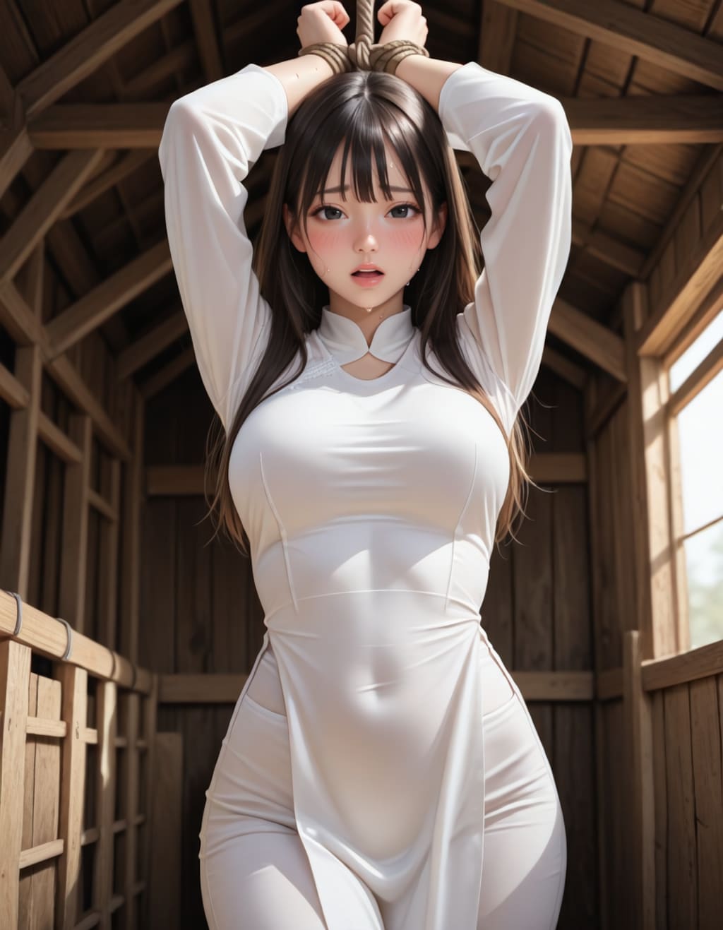アオザイ立ち拘束