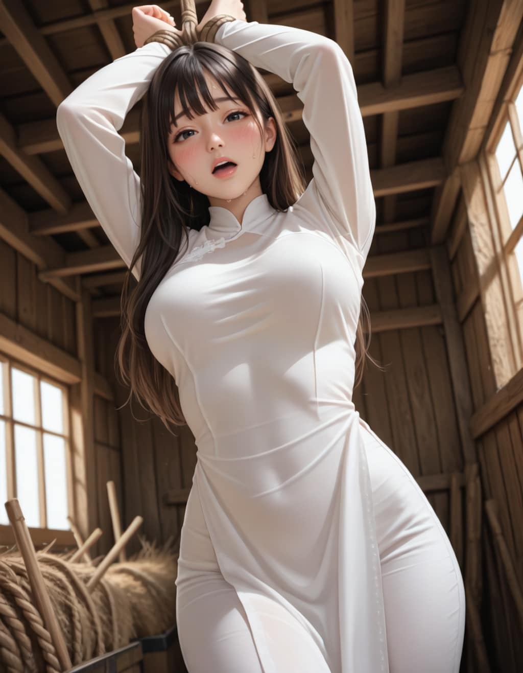 アオザイ立ち拘束