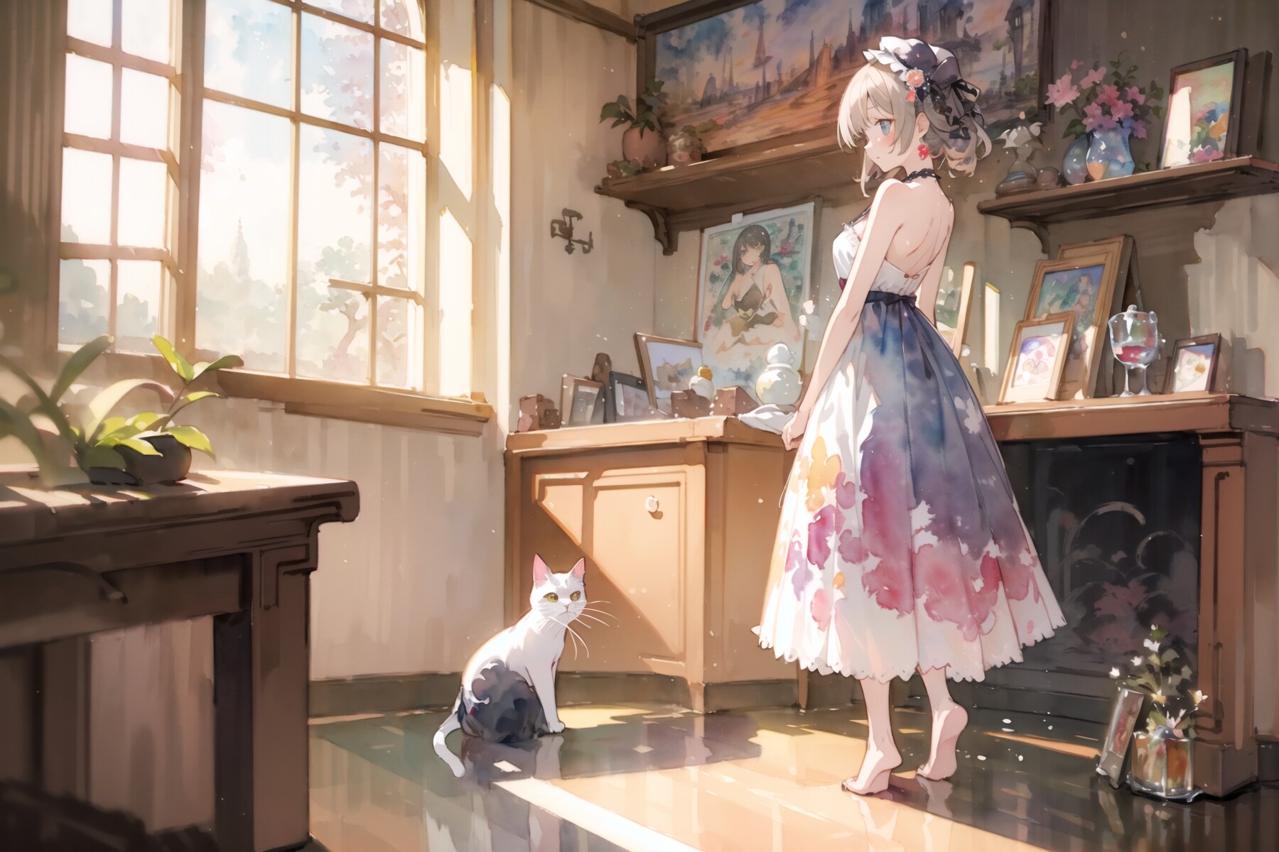 猫と少女(watercolor) : 2023.09.10