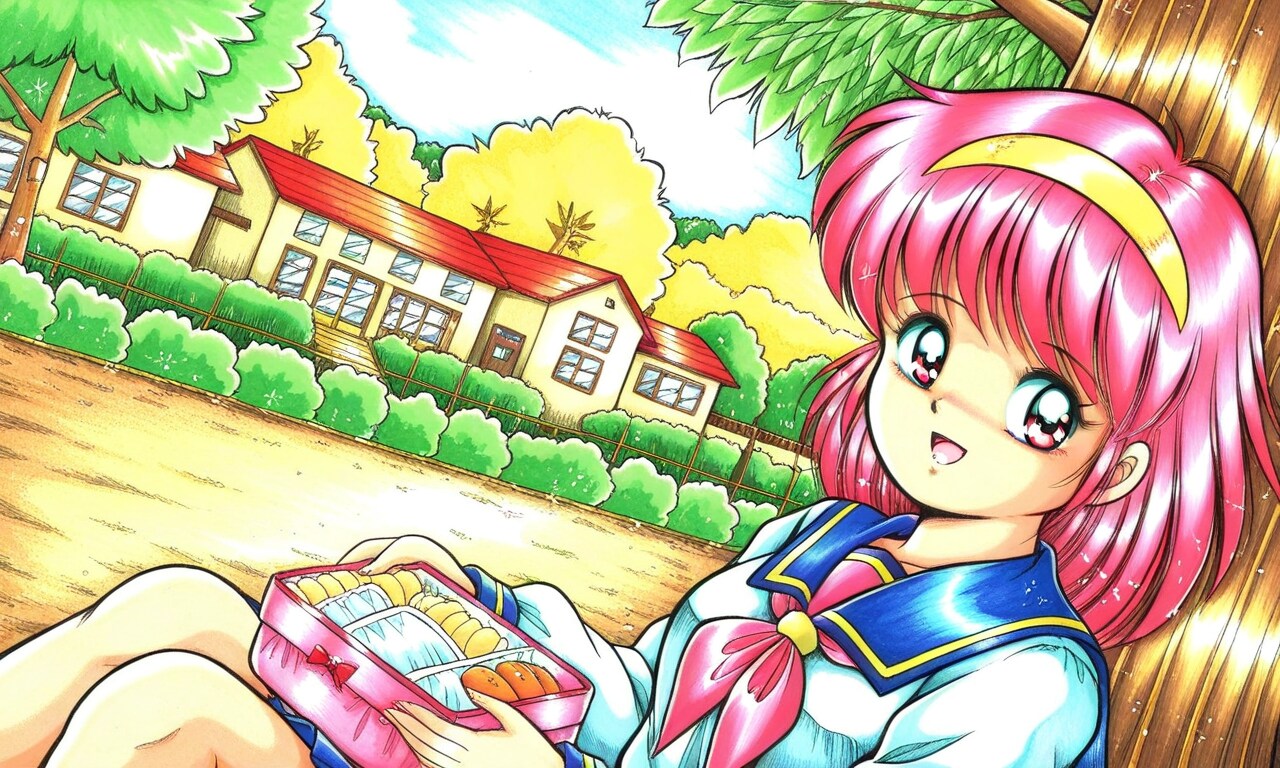 お弁当を食べているあゆみちゃんと花粉症のあゆみちゃん