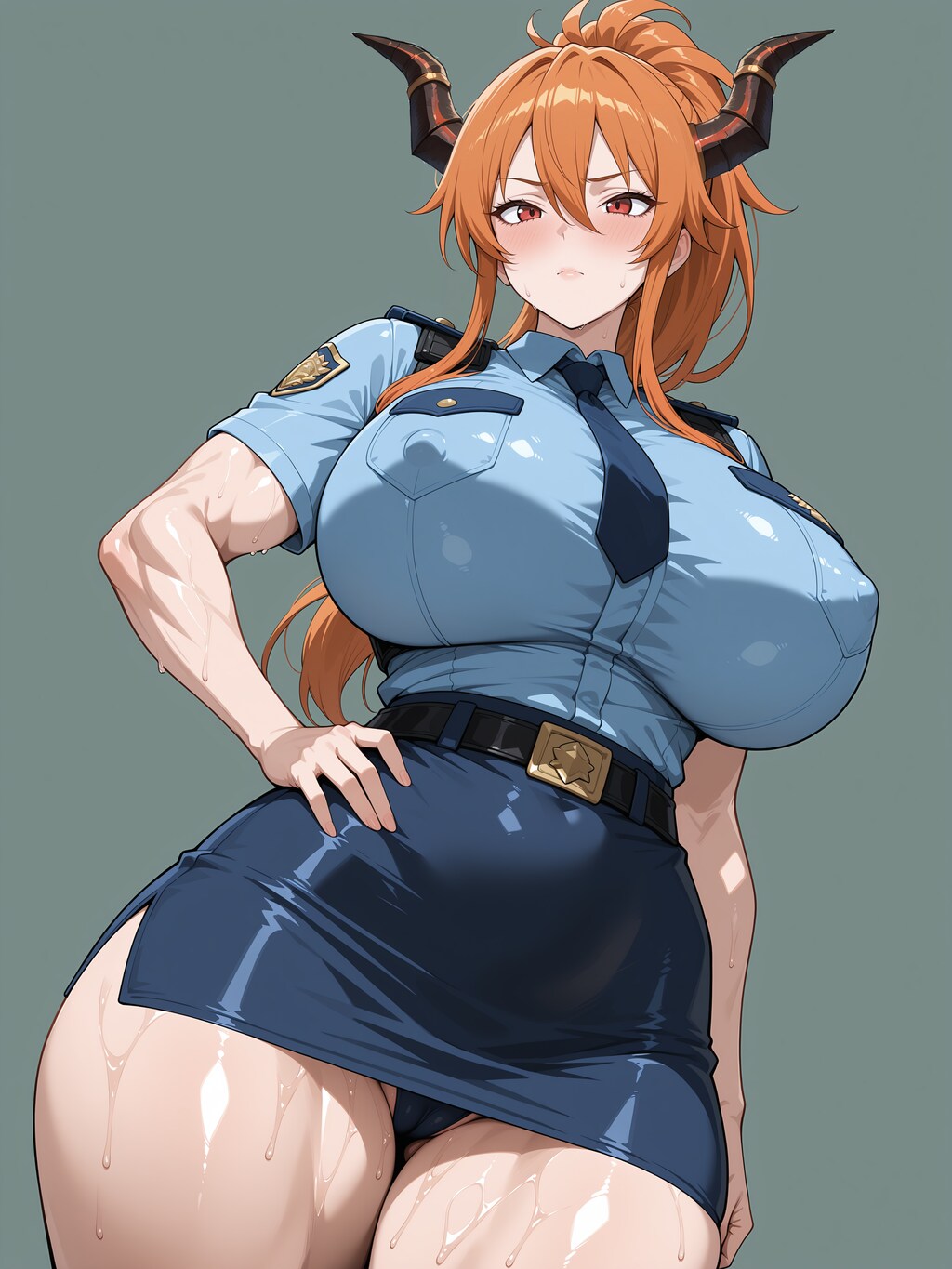 モンスター娘達の警察官コスプレ-２-