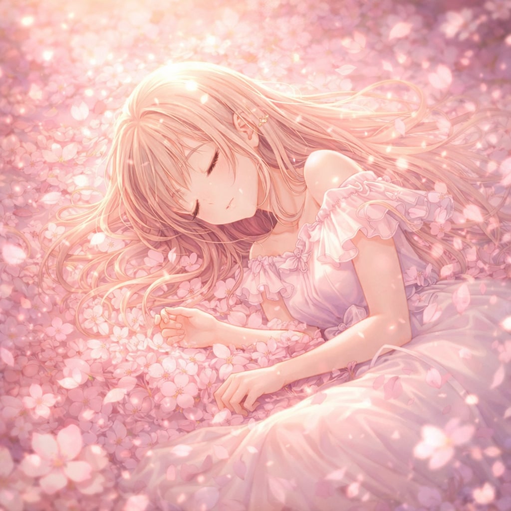 桜の中で眠る少女 | の人気AIイラスト・グラビア