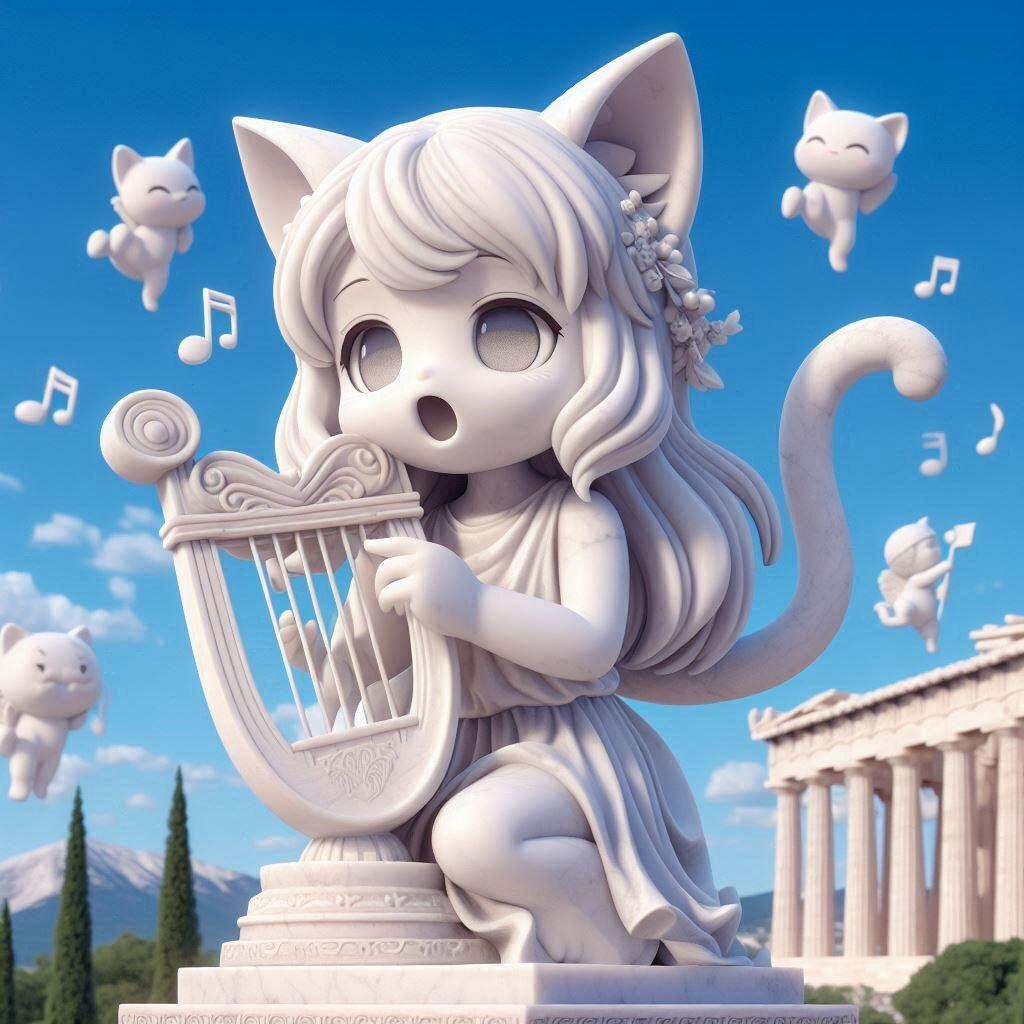 歌うミューズの像