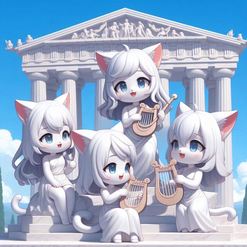 歌うミューズの像