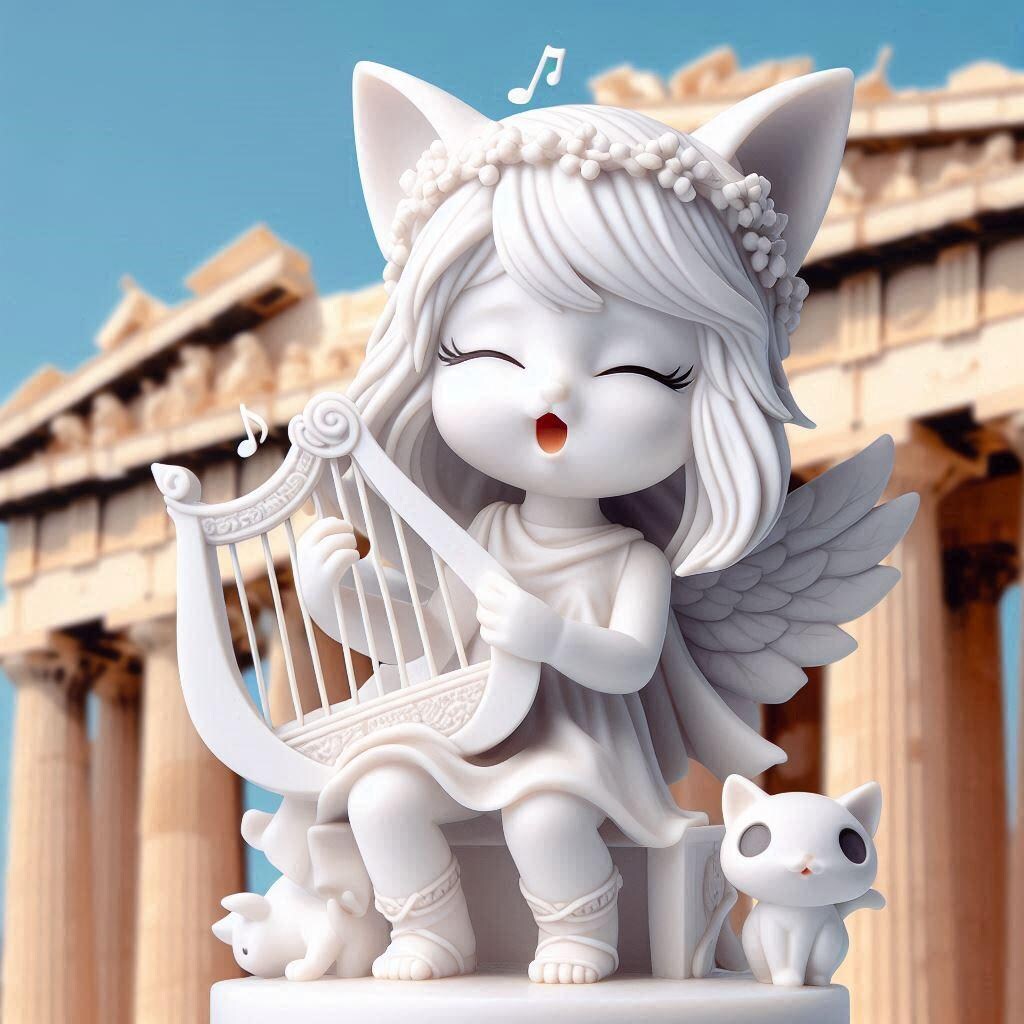 歌うミューズの像