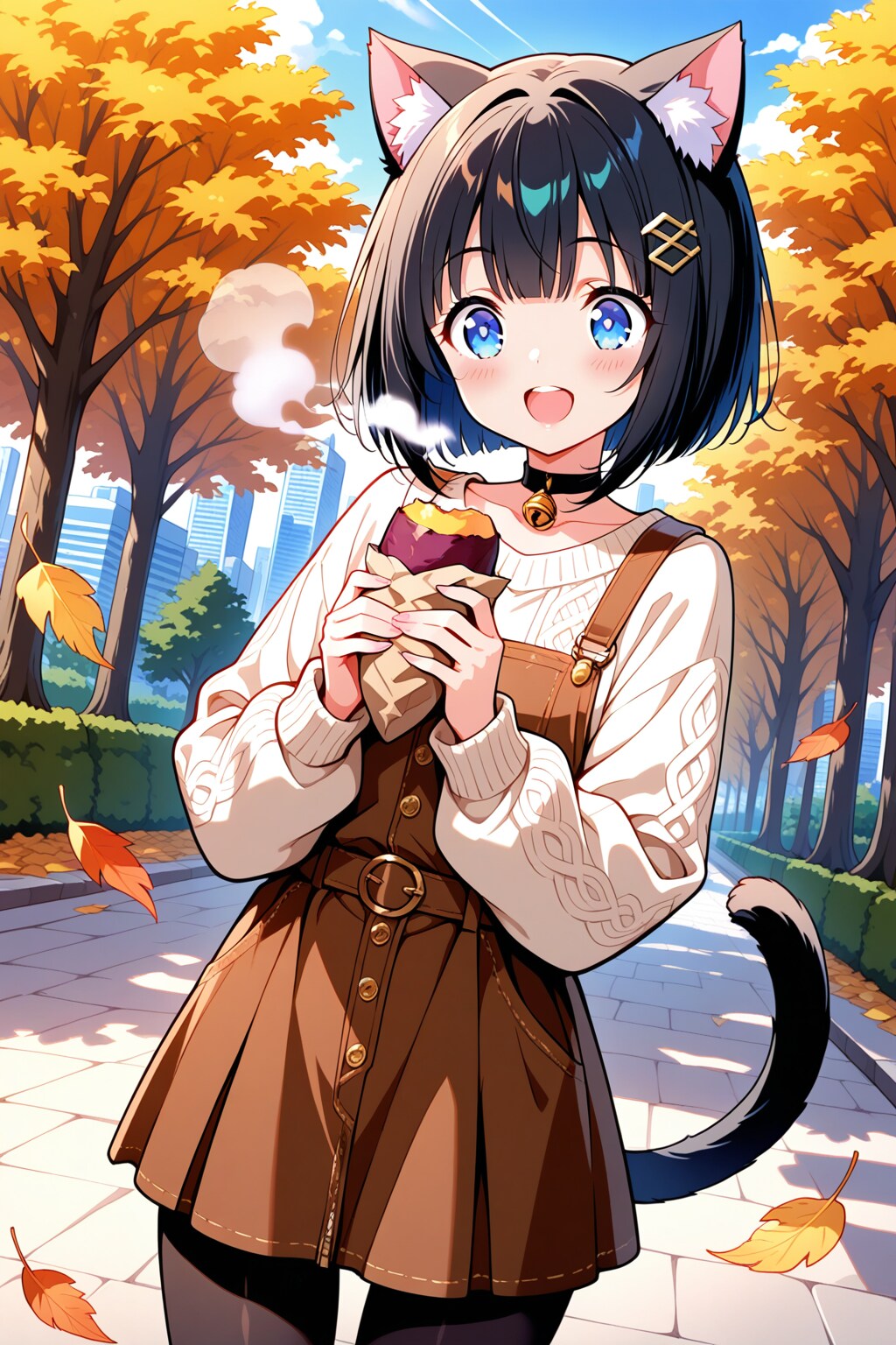 秋の味覚を楽しむうちの子　クロミナ | の人気AIイラスト・グラビア