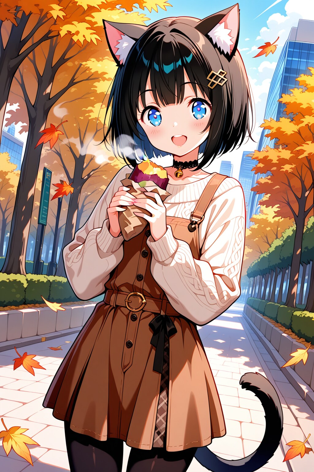 秋の味覚を楽しむうちの子　クロミナ