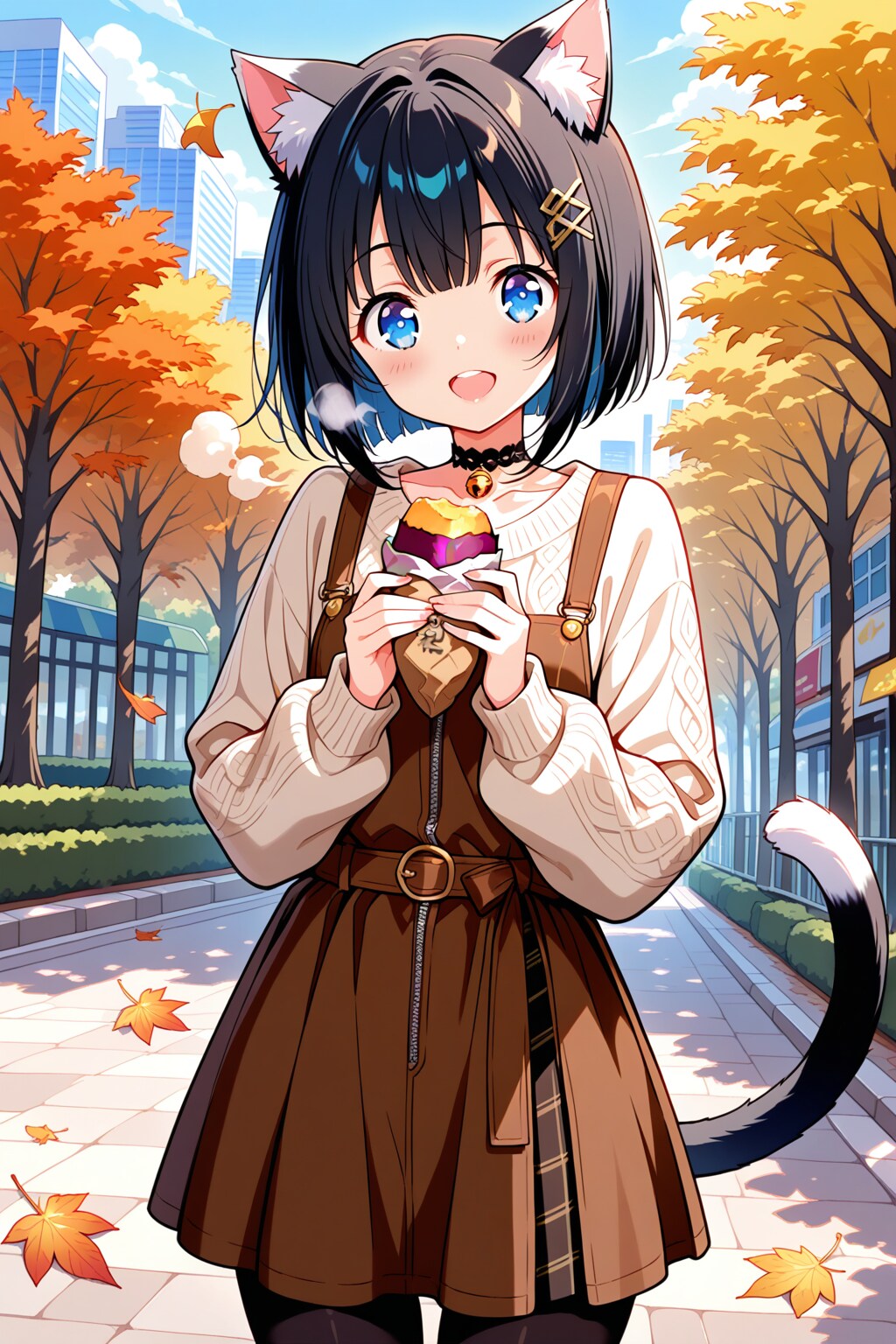 秋の味覚を楽しむうちの子　クロミナ