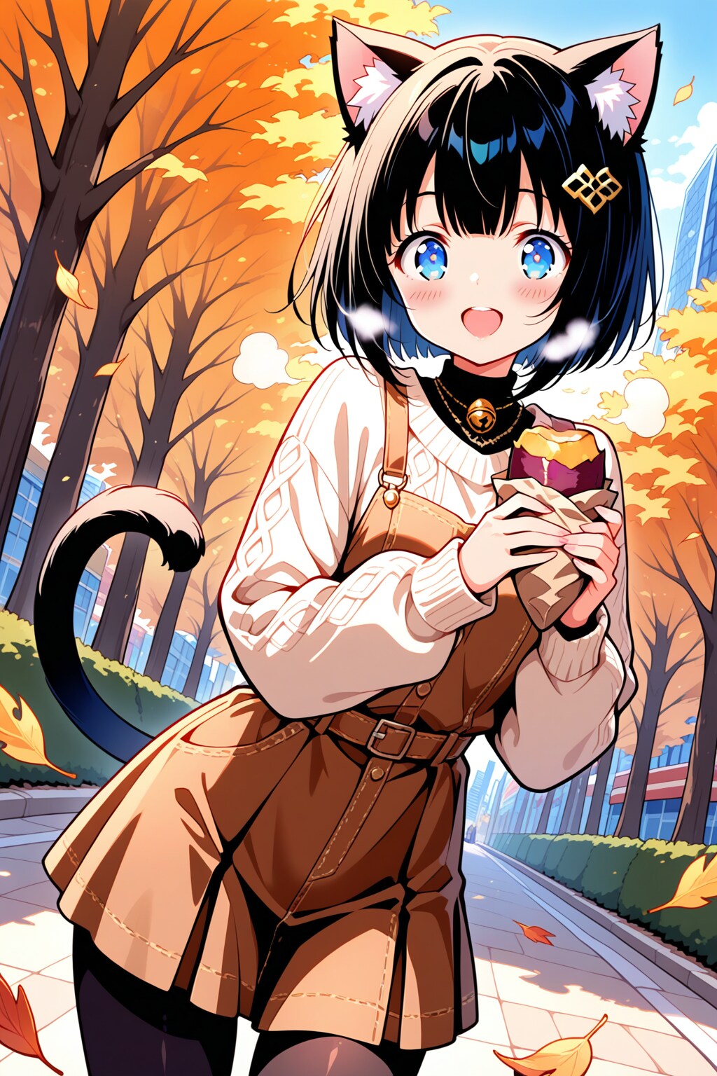 秋の味覚を楽しむうちの子　クロミナ