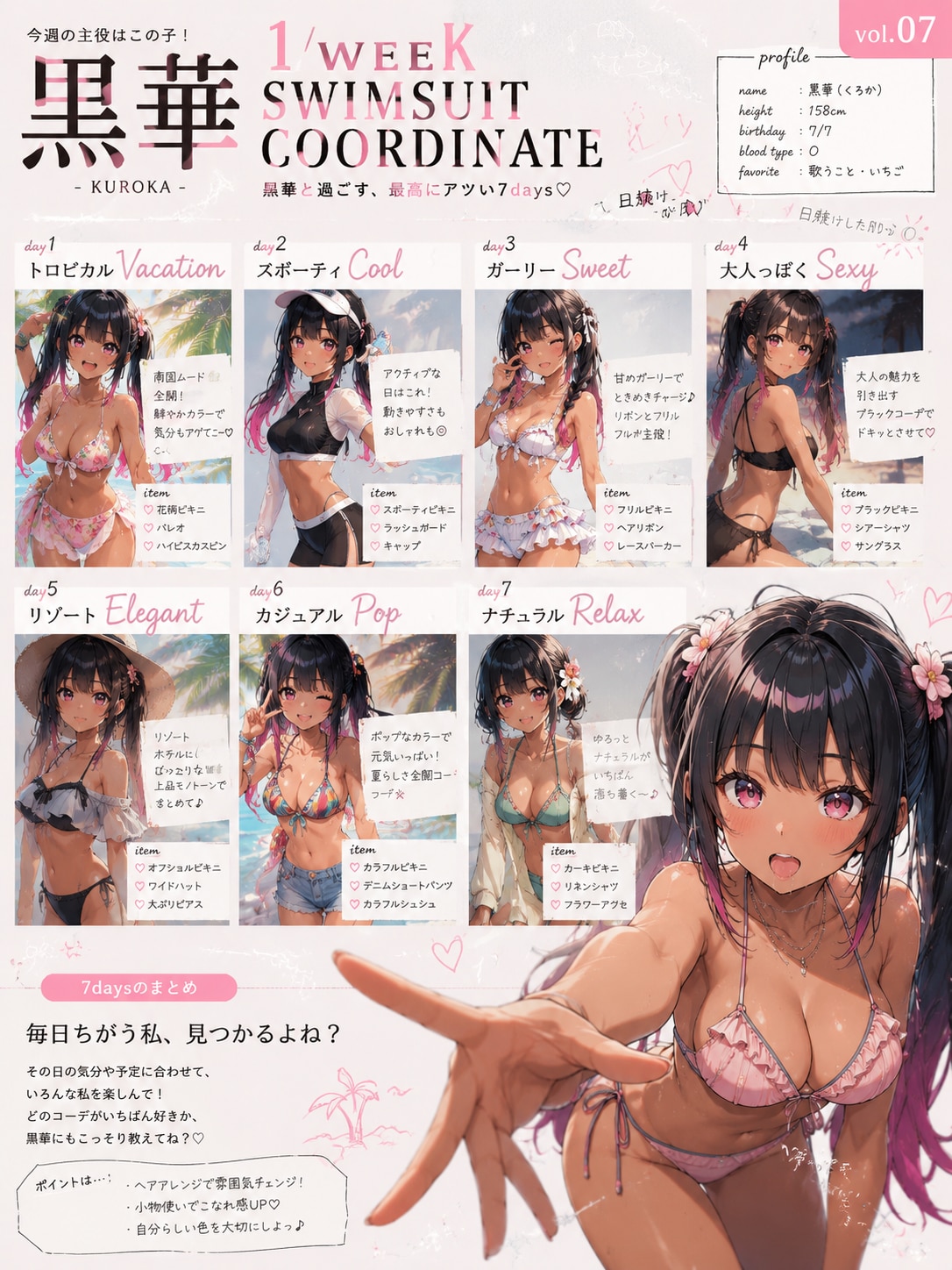 黒華ちゃん1週間水着コーデ