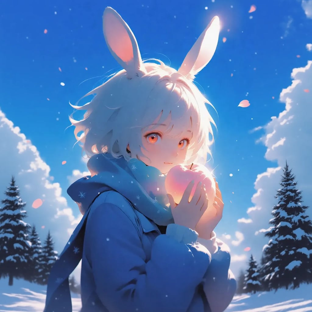 ウサミミにりんごをあげる