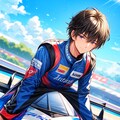 レーシングカーとドライバーな黒髪短髪男性★(6枚) 3枚目