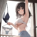 ベランダに洗濯物を干す可愛い女の子たち 5枚目