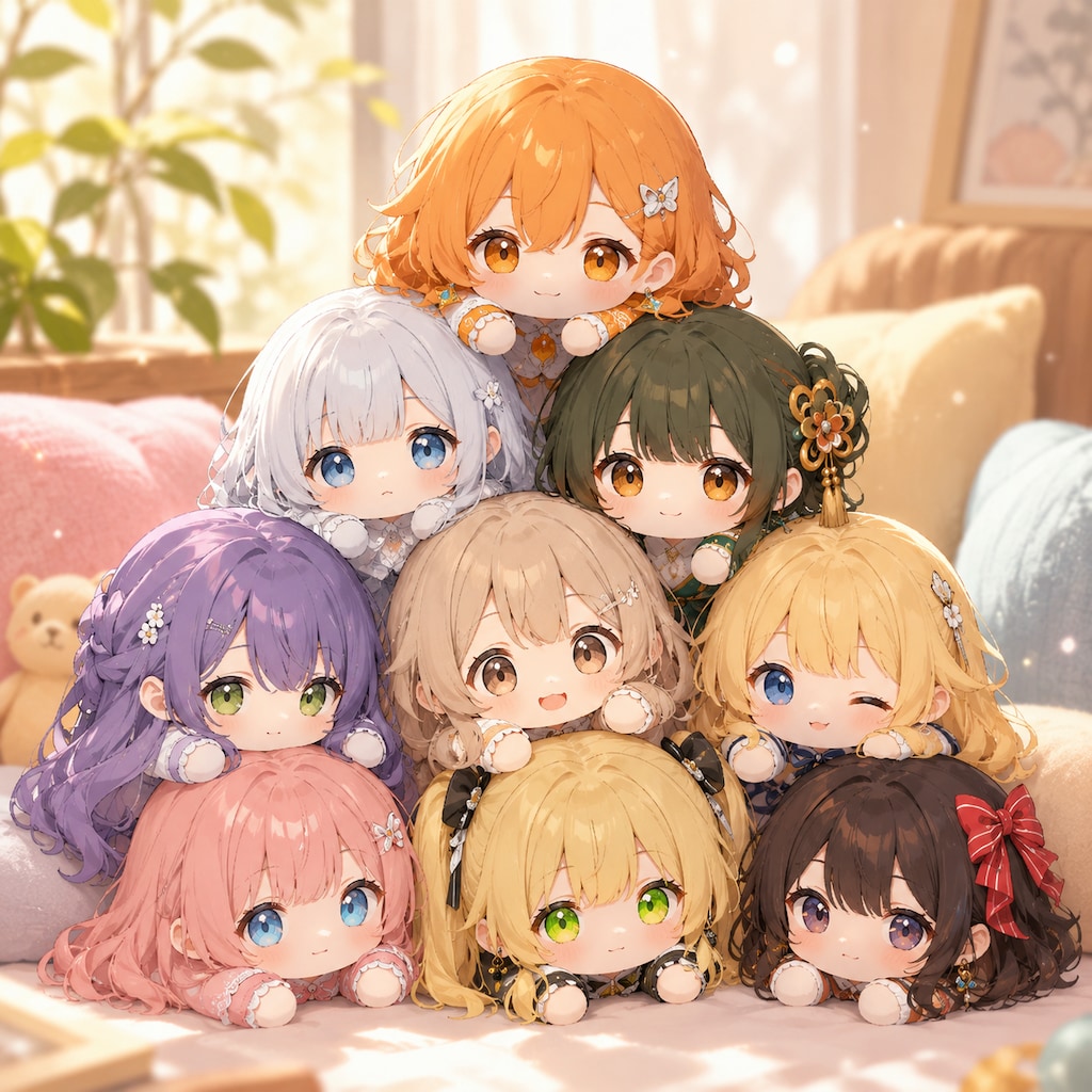 chichi-pui plushie pyramid