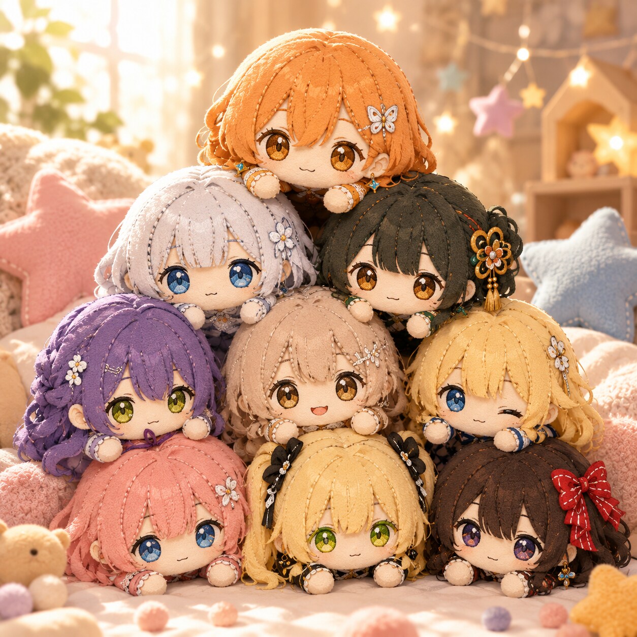 chichi-pui plushie pyramid