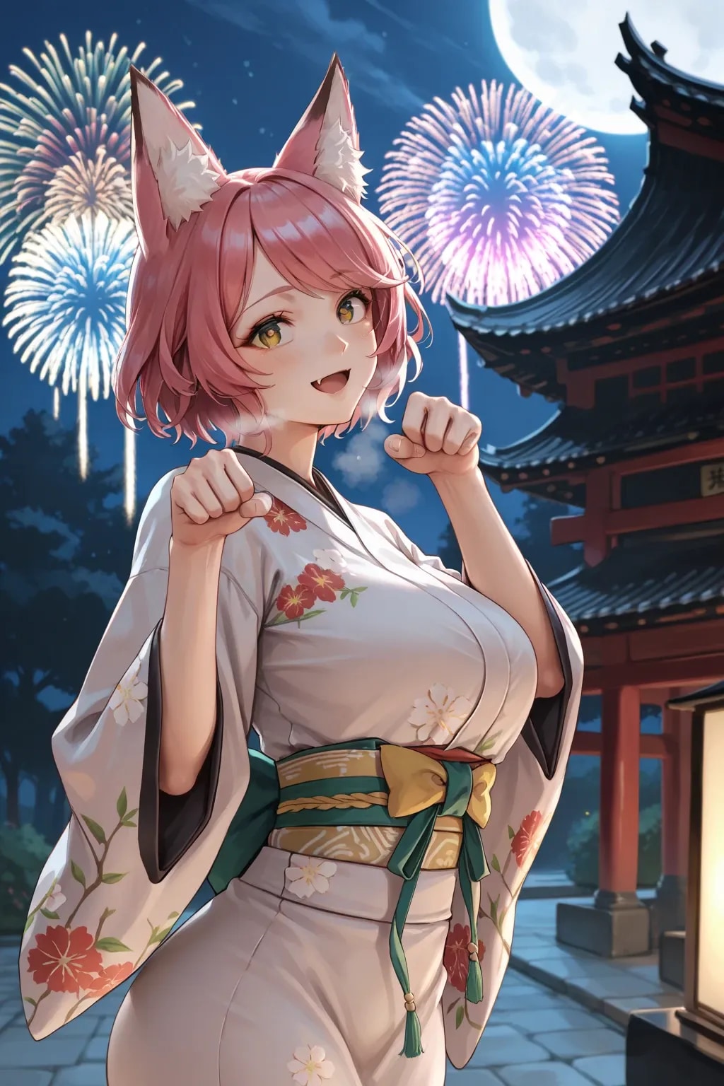 楽しそうなピンク髪狐 | の人気AIイラスト・グラビア