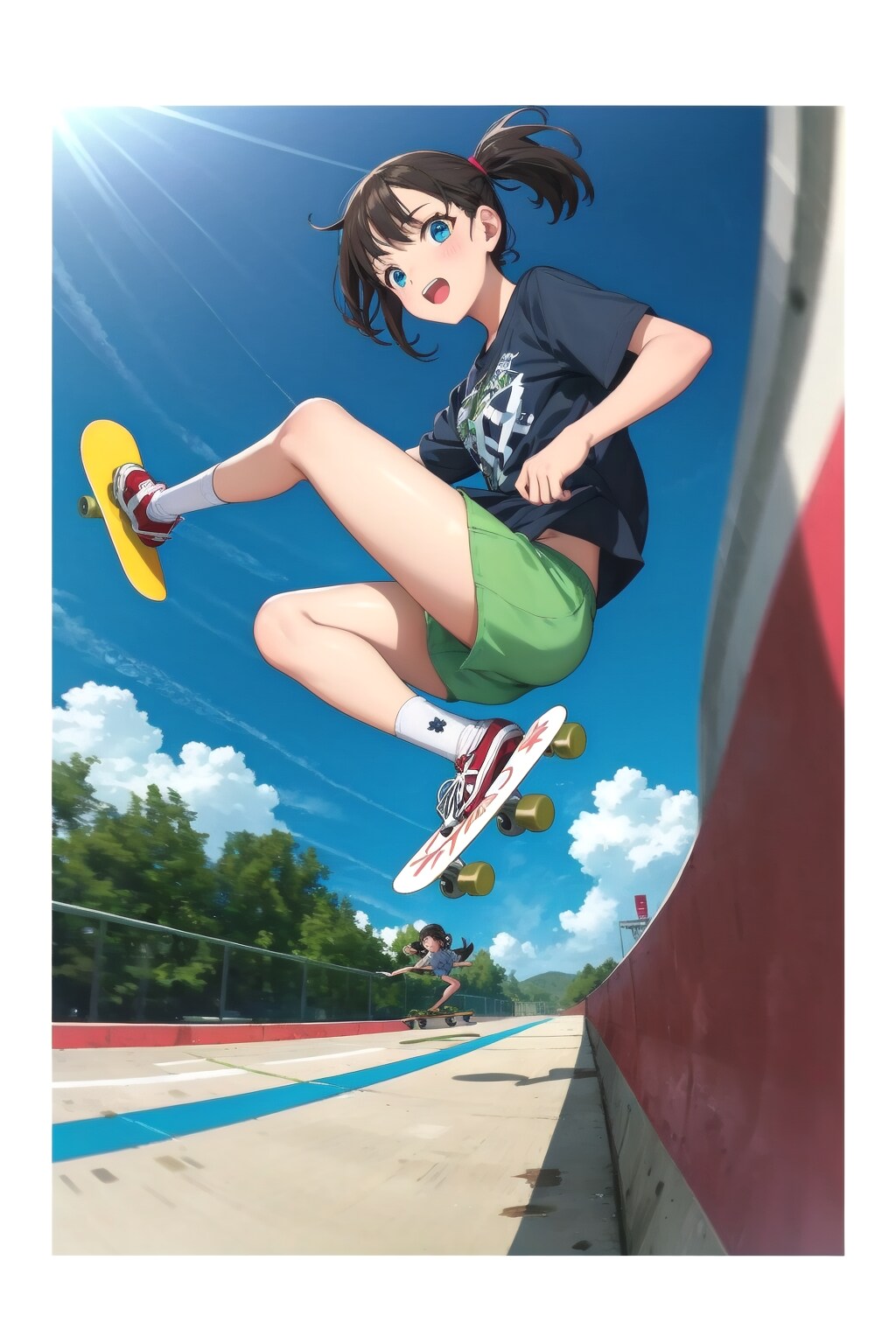 スケートボードをする少女 | の人気AIイラスト・グラビア