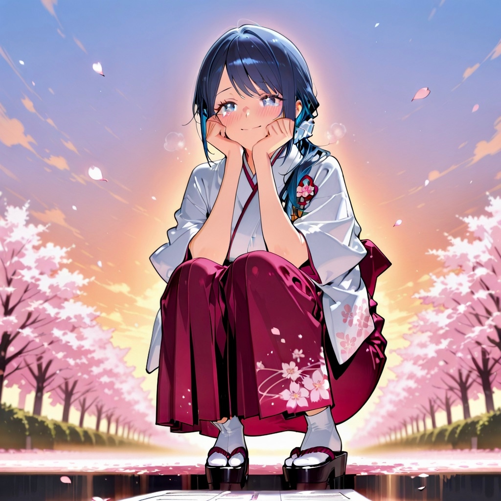 桜並木で袴の七瀬　10