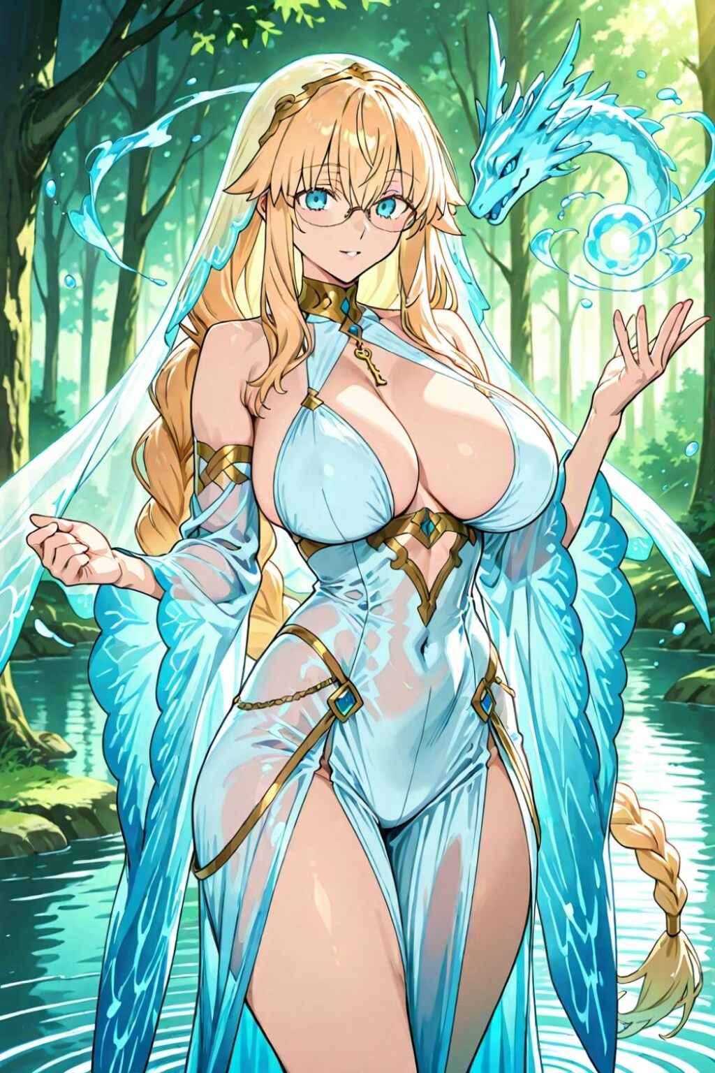 水魔法を使う水の羽衣コスプレ水属性人妻