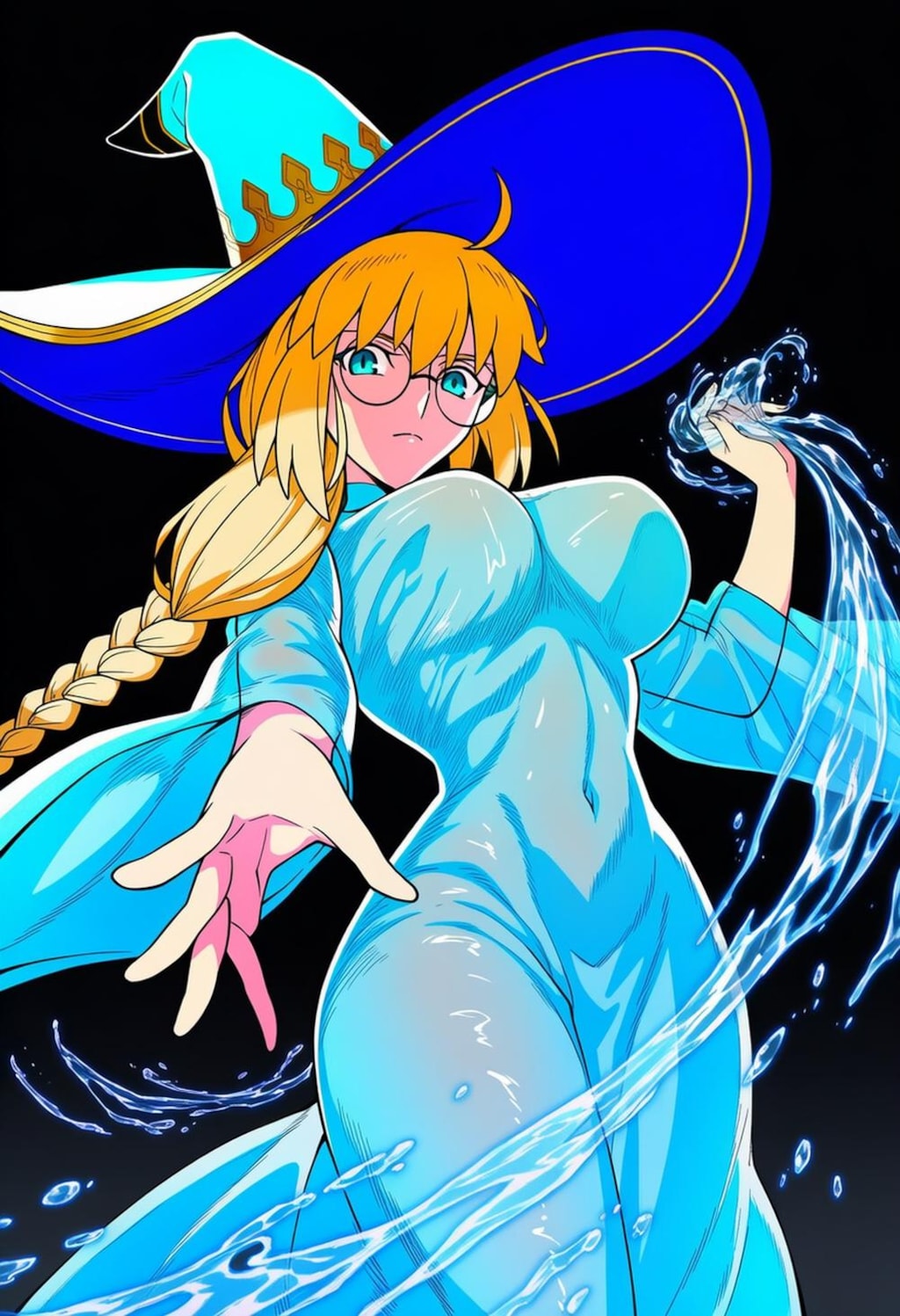 水魔法を使う水の羽衣コスプレ水属性人妻