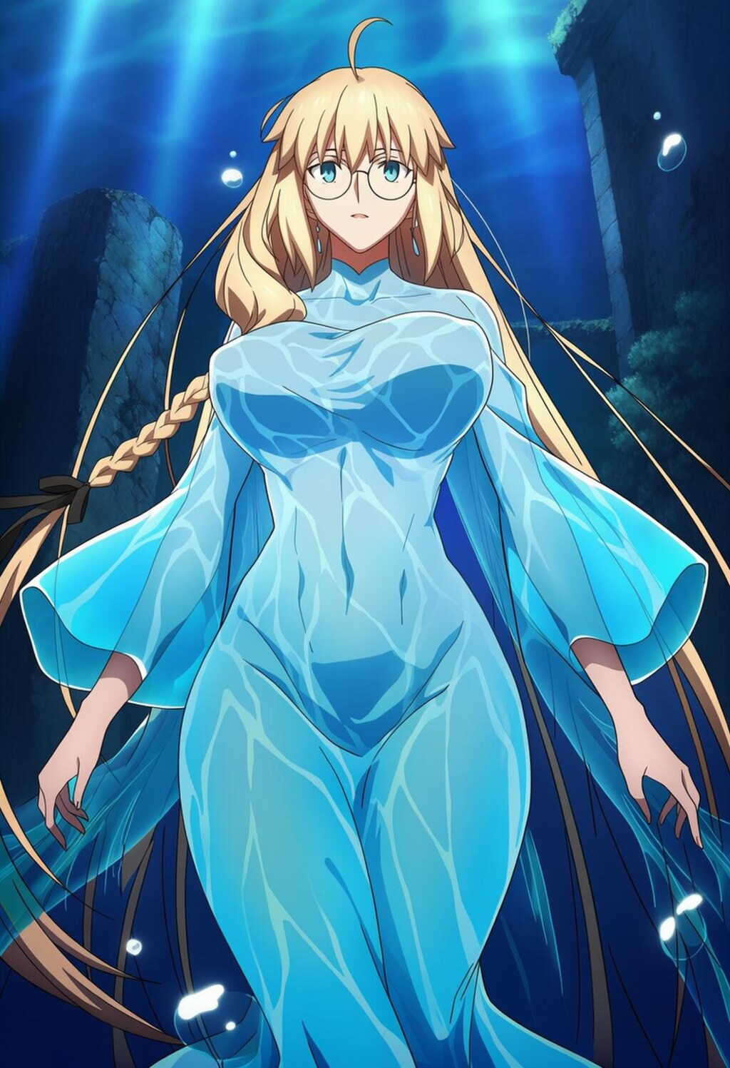 水魔法を使う水の羽衣コスプレ水属性人妻