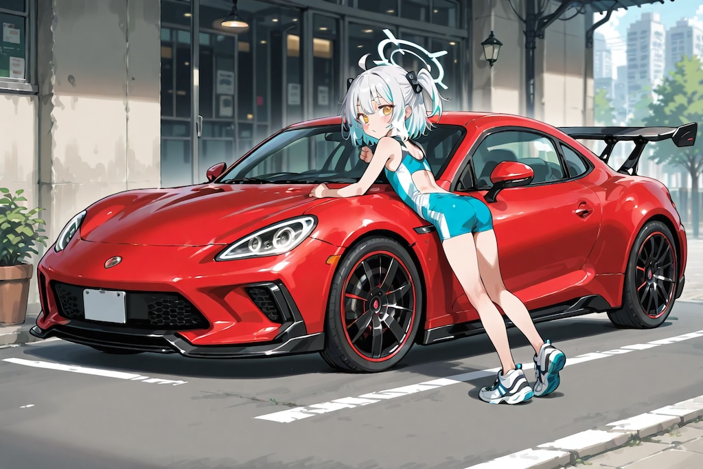 春色のスポーツカーと幼女