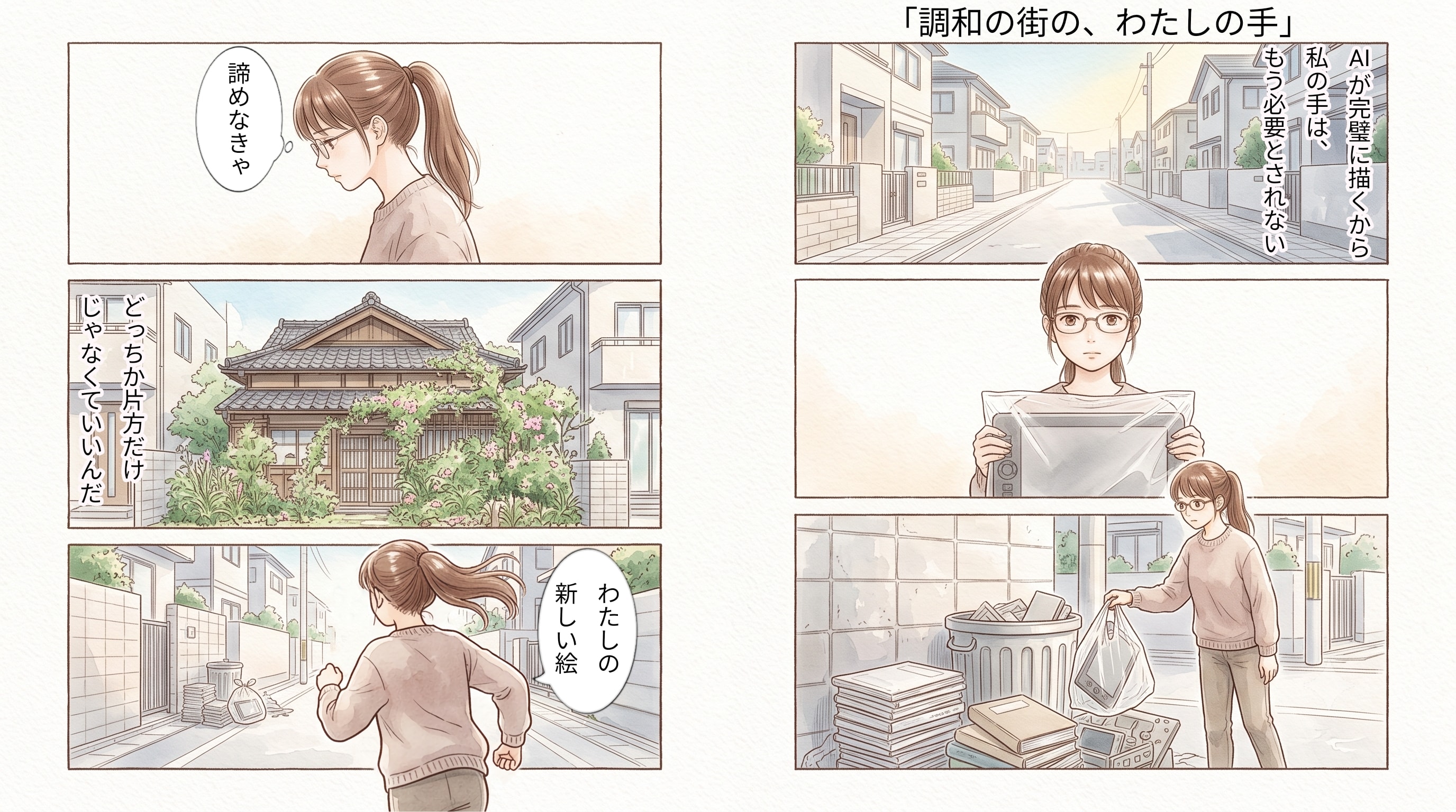 調和の街の、わたしの手　★AI併用作品★