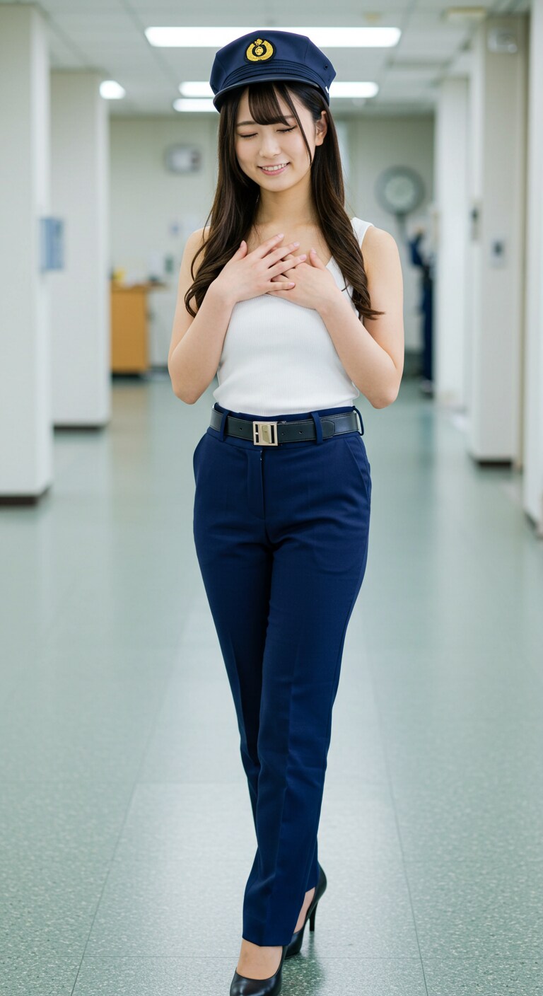 リアルかっこかわいい婦警のロマンティックな憩い