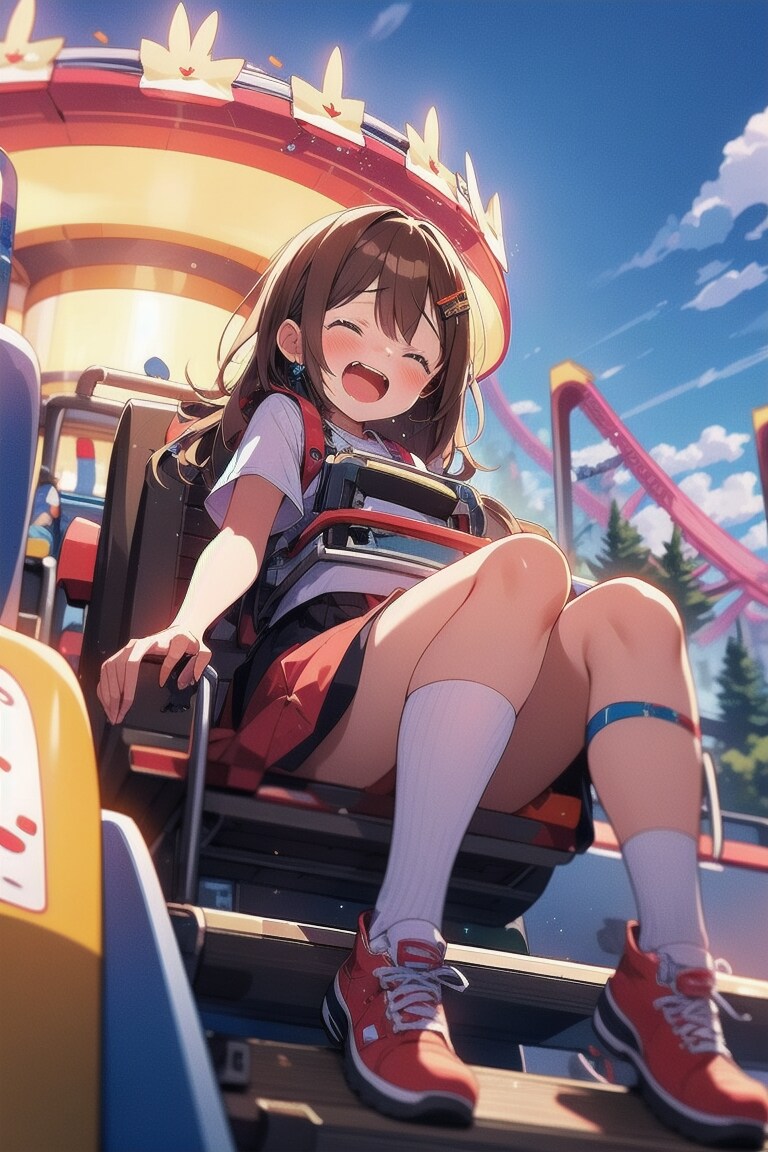 遊園地で遊ぶ女の子