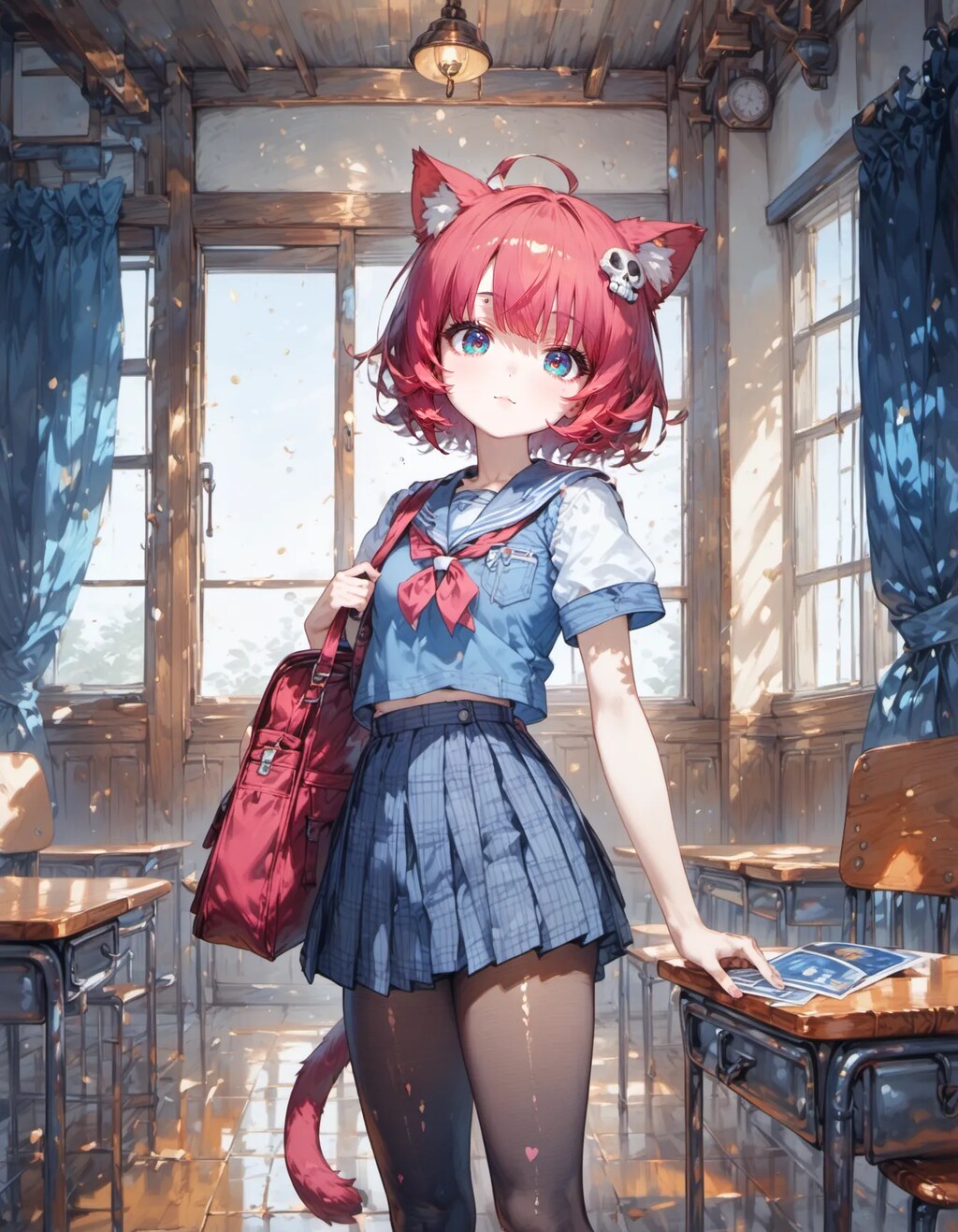 Cat Schoolgirl's Classroom Visit