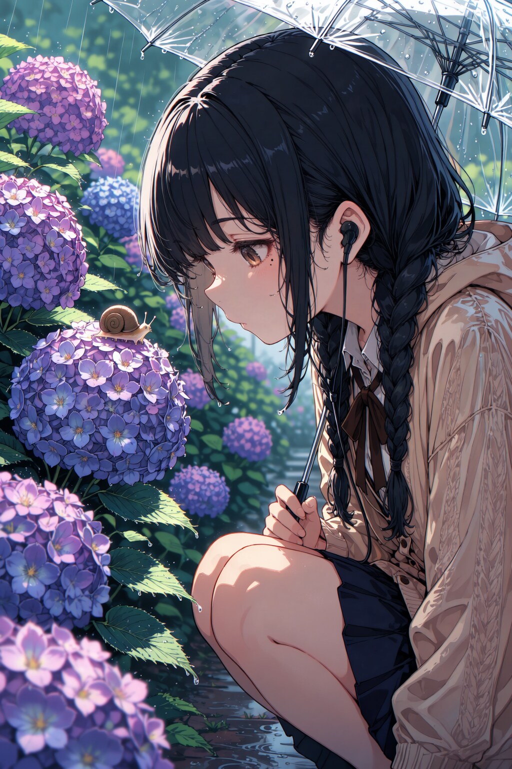 紫陽花とカタツムリ