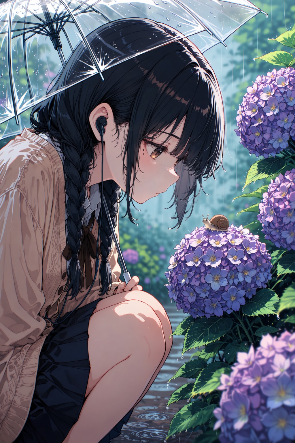 紫陽花とカタツムリ