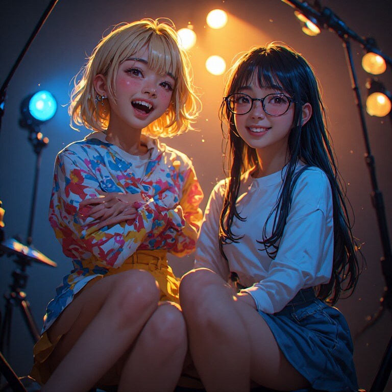 金髪ギャルと黒髪メガネ　ライト演出編Ver.Photo