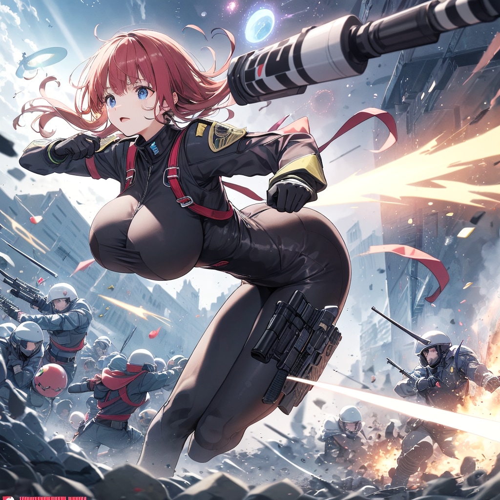 色んな意味でごちゃごちゃになってる戦場から逃げている美人特殊戦闘員