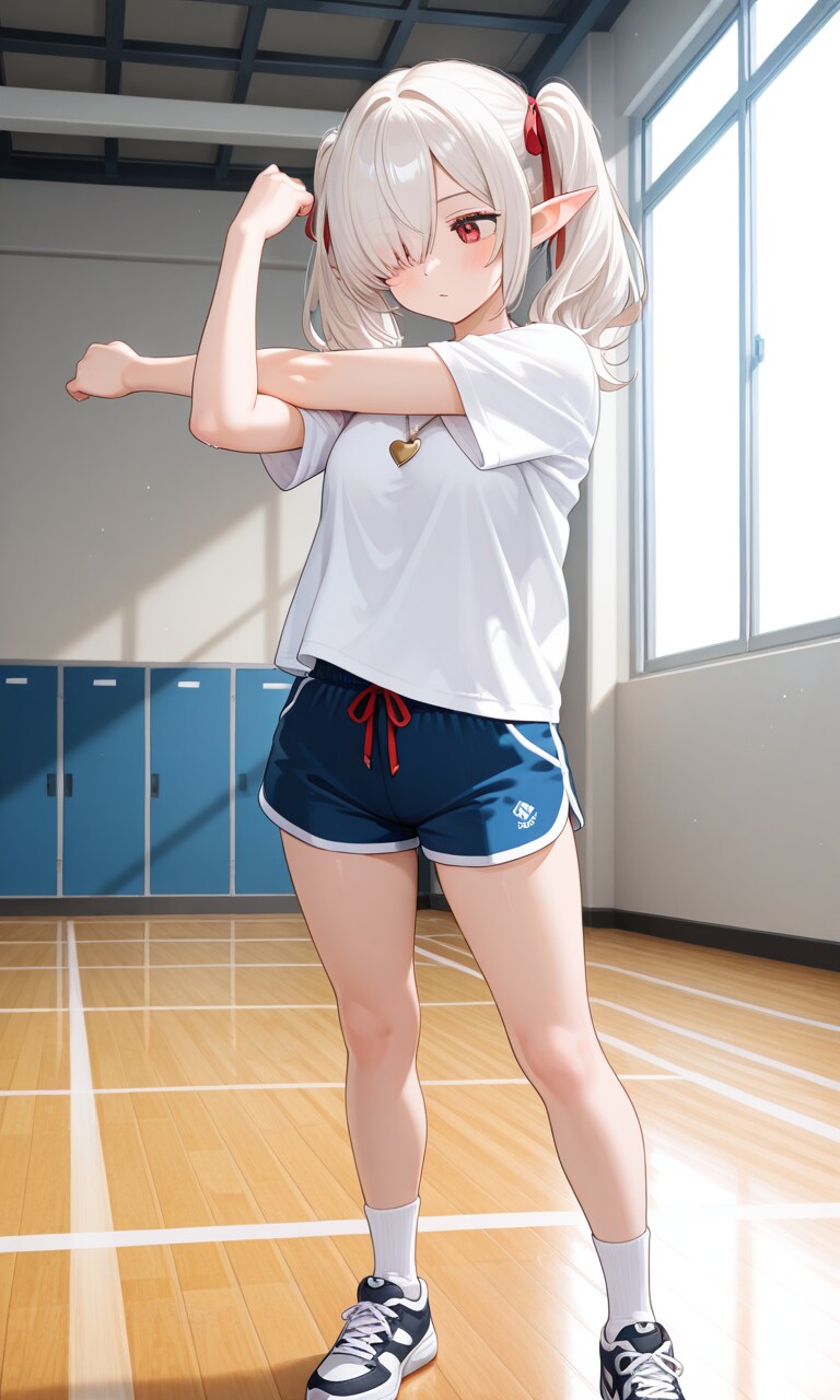 準備運動しているシロネさん